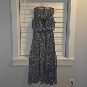 Calvin Klein Chiffon V-Neck Maxi Dress